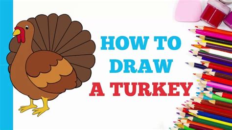 How To Draw A Turkey In A Few Easy Steps Drawing Tutorial For Kids And