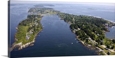 Bailey Island Maine Usa Aerial Photograph Wall Art Canvas Prints