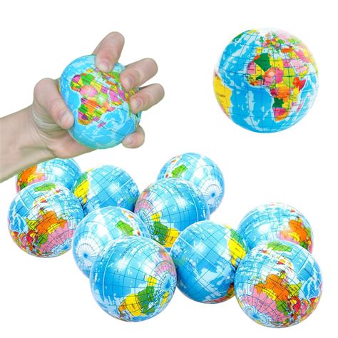 Squeeze Ball Hand World Map Squeeze Globe Stress Balls 3 Inches 12