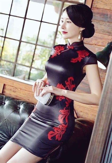Satin Dresses Short Dresses Fashion Dresses Elegantes Outfit Frau Cheongsam Dress Leather