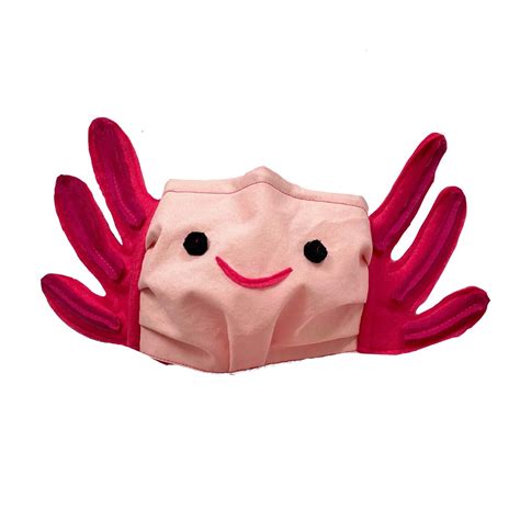 Pink Axolotl Fabric Mask Medium Costume Mask Salamander Etsy