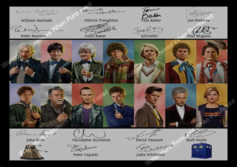 Doctor Who 1963 2020 Signed All 14 Doctors Autograph A4 Photo