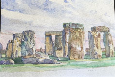 Stonehenge Paintingancient Druid Circle Stone Agesacred Pagan