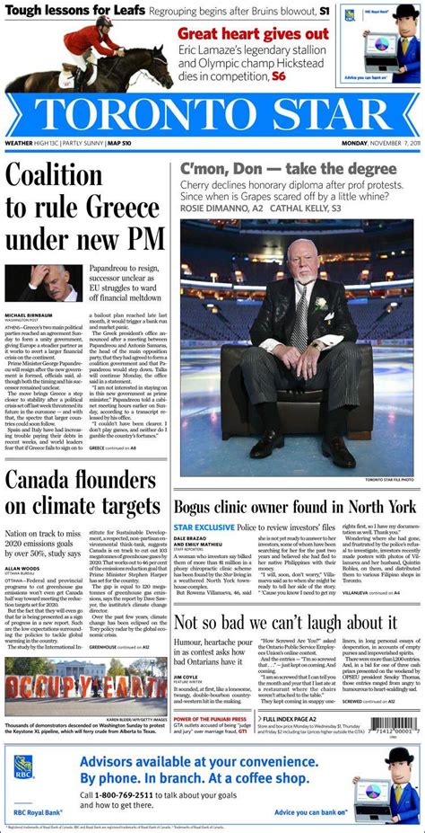 Newspaper The Toronto Star Canada Newspapers In Canada Mondays