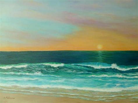 Colorful Sunset Beach Paintings By Amber Palomares Sunset Painting My