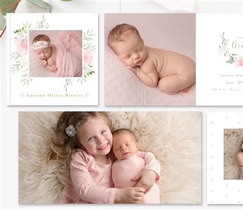 Baby Girl Photo Album Template Floral Girls Newborn Album Etsy Australia