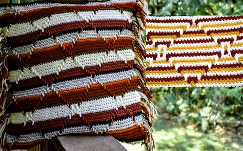 Navajo Indian Diamond Pattern Crochet Indian Blanket Free Pattern