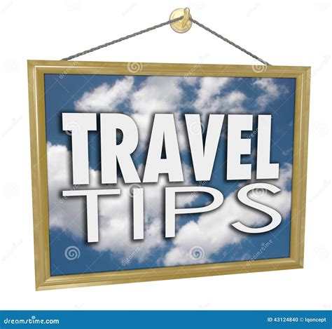 Travel Tips Hanging Sign Agency Advice Helpful Information Stock