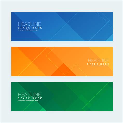 Clean Geometrical Style Minimal Banners Set With Three Different