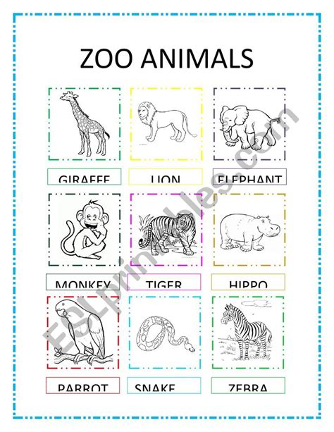Zoo Animals Esl Worksheet By Ruxa80