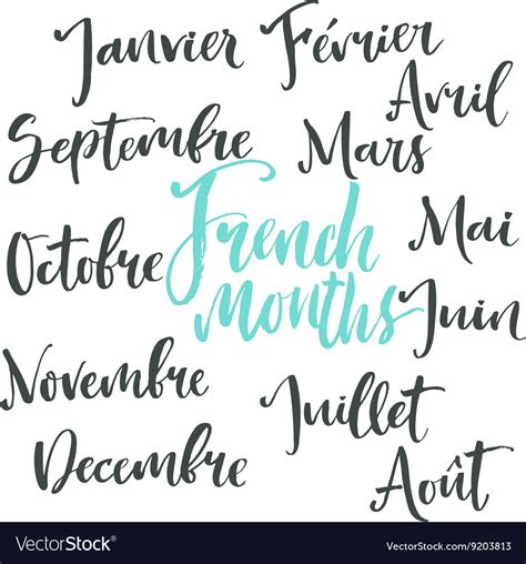Handwritten French Months Royalty Free Vector Image