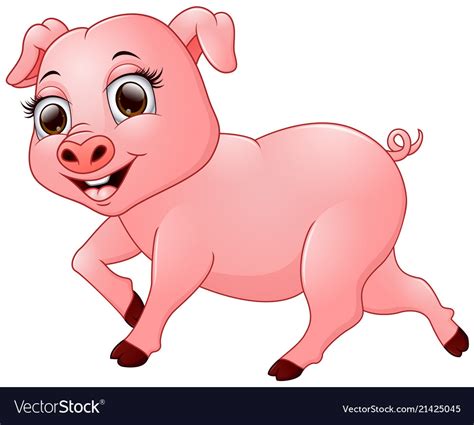 Cartoon Happy Pig Isolated On White Background Vector Image