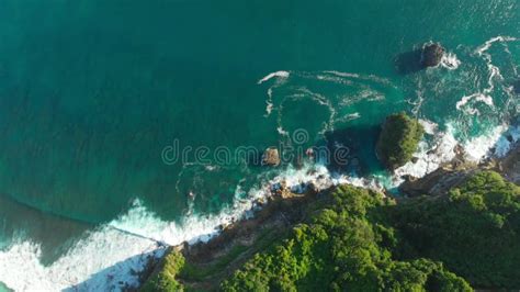 Amazing Cliff Rocks And Blue Ocean In Bali Aerial View Stock Footage
