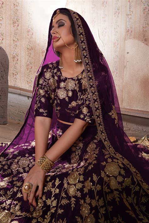 Indian Dress Purple Color Bridal Lehenga 359p