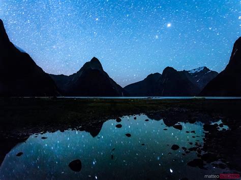 Milford Sound At Night Under A Starry Sky New Zealand Royalty Free