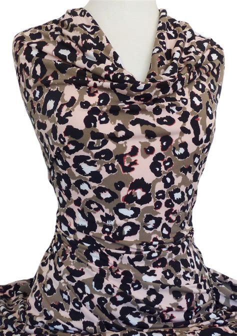Knitwit Printed Jersey Knit Leopard Pink Taupe Black Knitwit