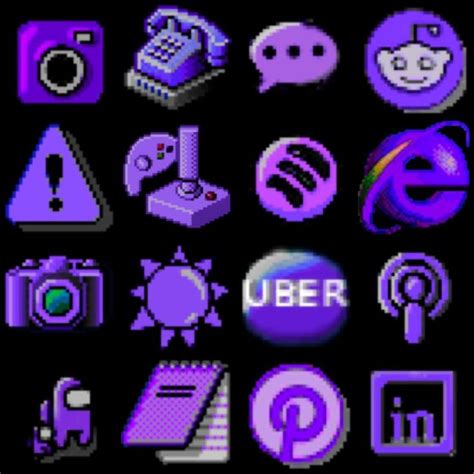 Retro Grunge Purple Aesthetic Ios 14 Icons Windows 98 Icons Etsy