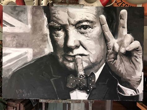 Winston Churchill Portrait Painting By Artist Peter Engels
