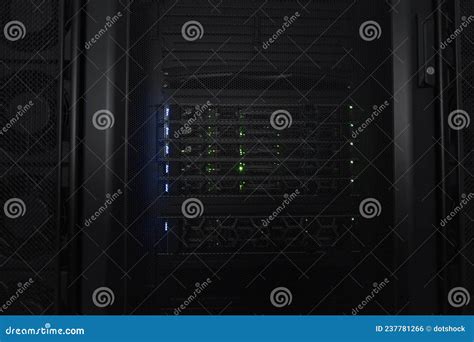 Data Center With Multiple Rows Of Fully Operational Server Racks