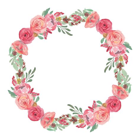 Watercolor Pink Rose Flower Wreath Decoration 1211701 Vector Art At