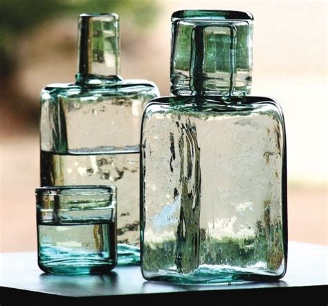 Hand Blown Recycled Bedside Water Carafe And Glass Miami By Antique Farmhouse Houzz