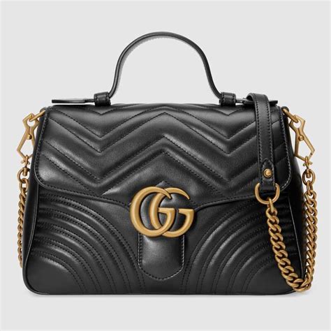 Gucci Gg Women Gg Marmont Small Top Handle Bag In Black Matelassé