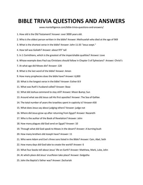 53 Best Bible Trivia Questions And Answers Learn New Facts Bible