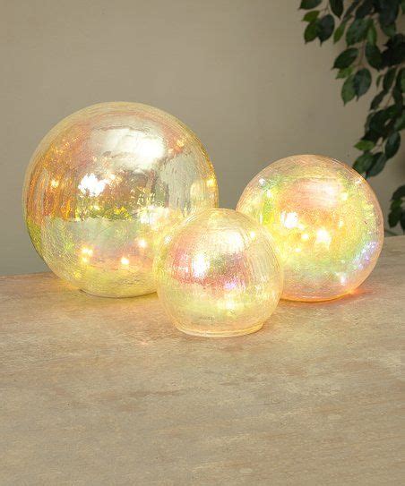 The Gerson Company Lighted Crackle Glass Sphere Set Of Three