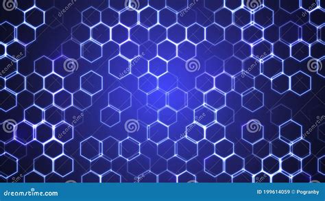 Abstract Hexagon Background Hexagonal Pattern On Blue Backdrop Stock