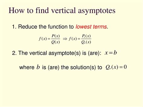 The vertical asymptotes occur at singularities or points at which the rational function is not defined. PPT - Rational Functions PowerPoint Presentation - ID:1223910