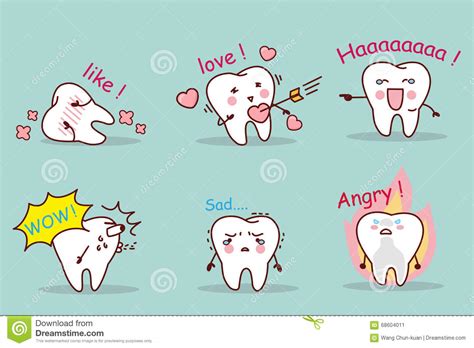 Cute Cartoon Tooth Set Stock Vector Image 68604011