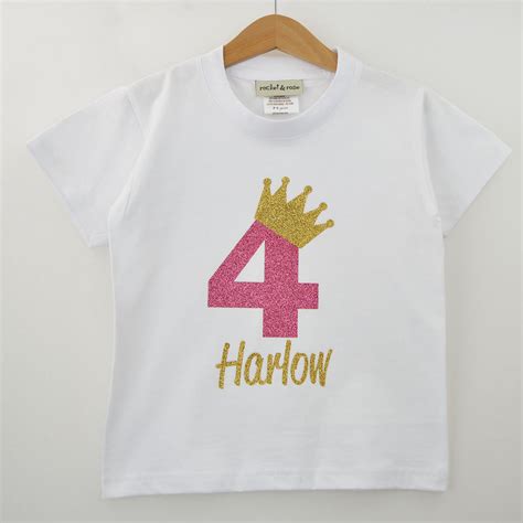 Personalised Crown Birthday Cute Kids Birthday T Shirt Rocket And Rose