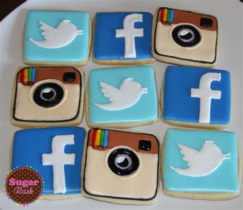 Social Media Cookies~ By Sugar Rush Blue Twitter