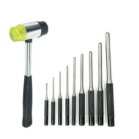 9pcs Roll Pin Punch Set With Hammer Jewelry Automotive Repair Remover