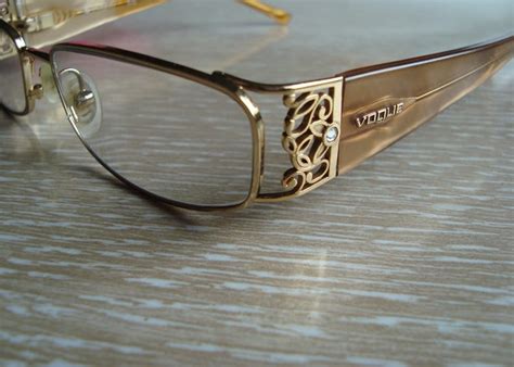 Vogue Gold Filigree And Rhinestone Eyeglasses 1990s Glasses