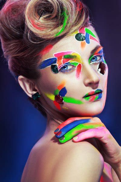 Painted Beautiful Woman Face Artistic Make Up Stock Photo By