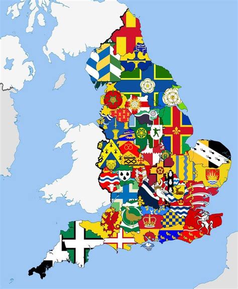 Map Of Britain English Counties County Flags