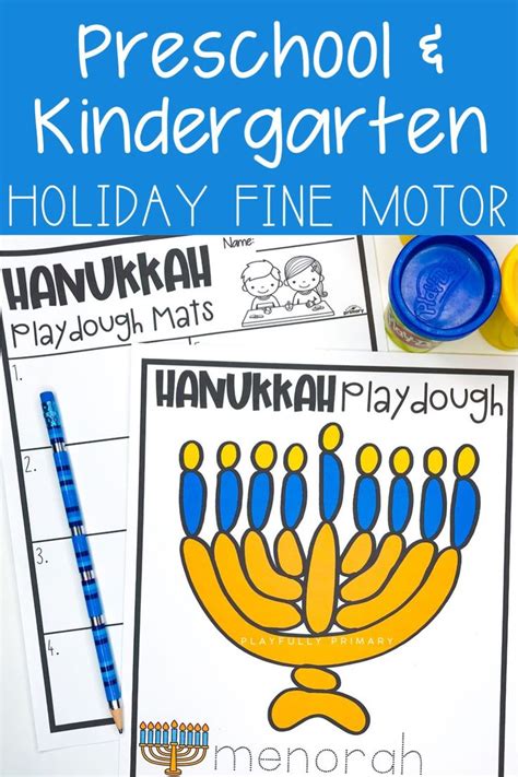 Hanukkah Playdough Mats Preschool Prek Kindergarten Hanukkah Fine Motor