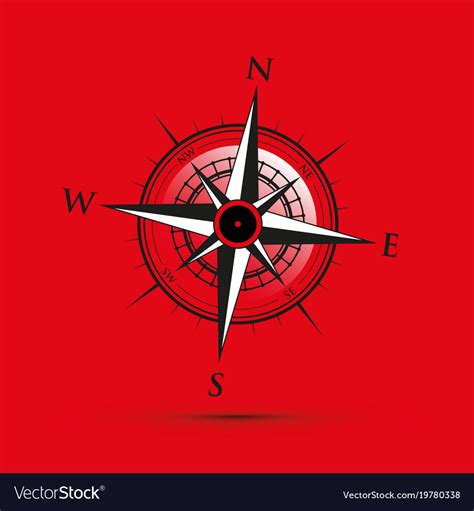 Red Compass Royalty Free Vector Image Vectorstock