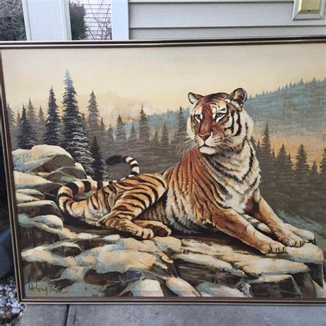 Huge Framed Siberian Tiger Oil Painting By Delongpre For Sale In