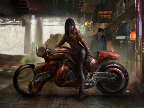 1024x768 Resolution Cyberpunk Girl Futuristic Motorcycle 1024x768