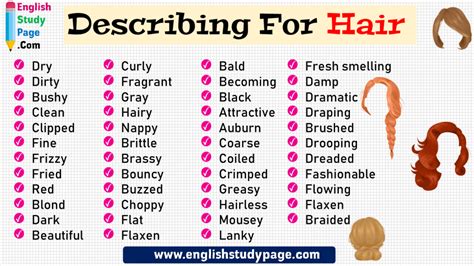 47 Describing Words For Hair English Study Page