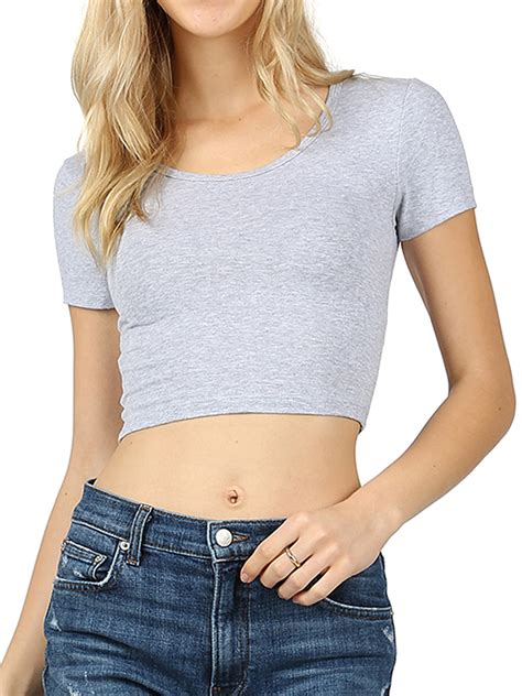 Women S Cotton Basic Short Sleeve Crop Top Tee Shirts Junior Fit