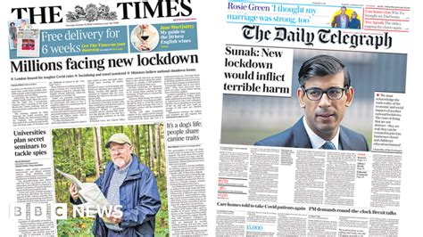 Newspaper Headlines Millions Face New Lockdown Amid Fears For Economy