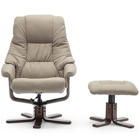There are also manual and power options. SORENTO SWIVEL RECLINER LINEN FABRIC CHAIR w FOOT STOOL ...