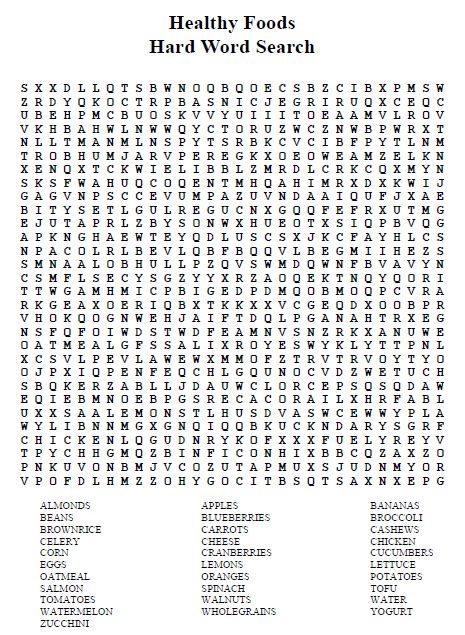 Where Are Healthy Foods In 3 Word Search Puzzles Jung
