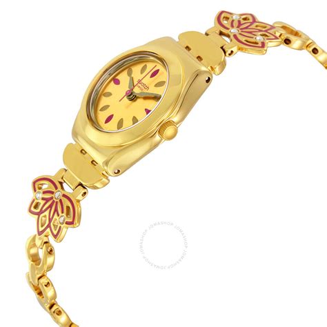 Swatch Irony Gold Dial Gold Tone Ladies Watch Ysg140g Irony Swatch Watches Jomashop