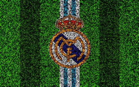 Download Wallpapers Real Madrid 4k Logo Football Lawn Spanish