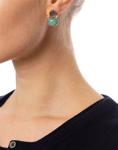 Amazonite Stone Clip On Earrings Stud Earrings Square Earrings Studs