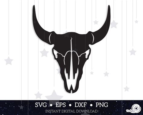Bull Skull Vector Instant Digital Download Svg Dxf Etsy